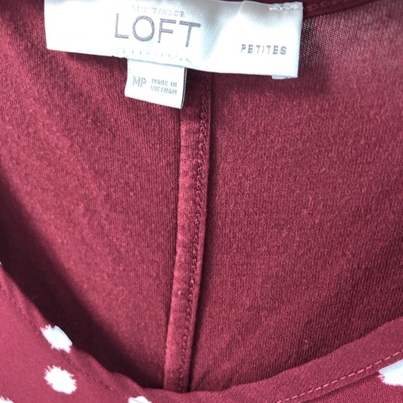 Loft Tank Top Polka Dot Sz MP Blouse Rust Brown White Business Casual Career - Picture 5 of 5